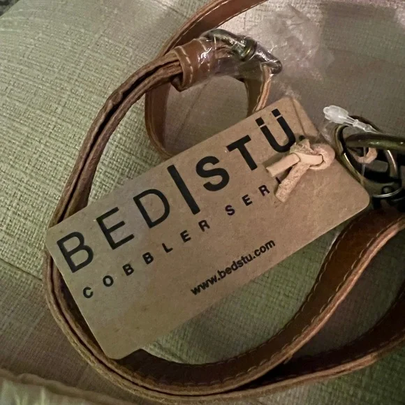 BED|STU Woven Tan and Cream Crossbody Bag - Picture 2 of 3